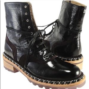 Chanel Suede & Patent Combat Boots